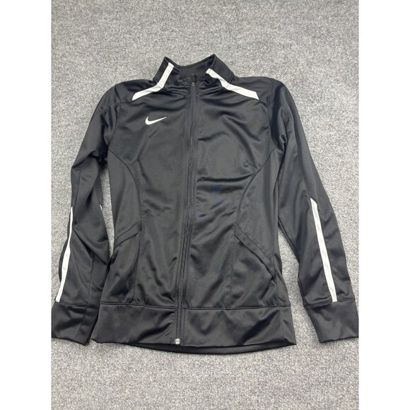 Nike Jacket Womens Medium Black Full Zip Track Training Swoosh Athletic Warm Up - Picture 1 of 8